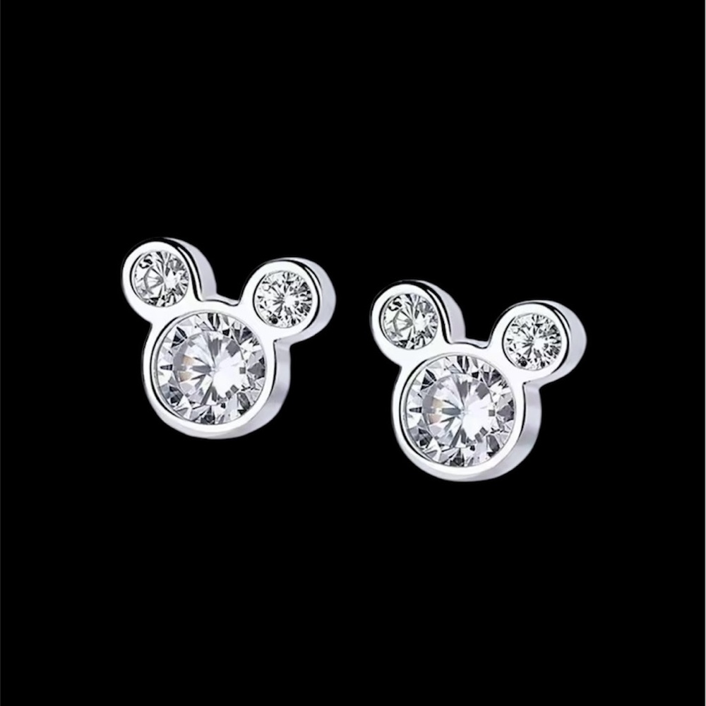 WOMENS 925 STERLING SILVER MICKEY MOUSE EARRINGS